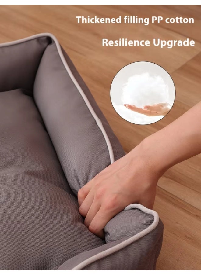 سرير للقطط، مقاوم للماء، مناسب للقطط الصغيرة والمتوسطة والكبيرة، سرير للقطط المنزلية، ناعم ومريح، سرير متعدد الوظائف للحيوانات الأليفة للنوم، قاعدة مانعة للانزلاق قابلة للغسل (رمادي - كبير) - Image 3